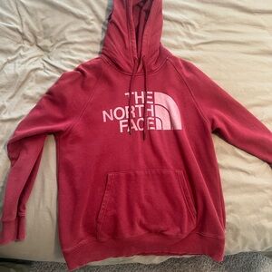 The North Face Red Hoodie Sweatshirt Classic Design